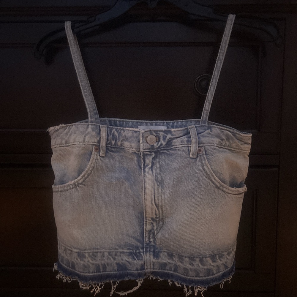 Zara Denim Blue Women's Crop Top